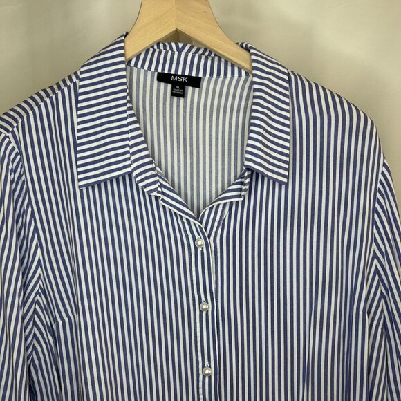 MSK Size XL Striped Blue and White Dress Coverup Beach Resortwear Holiday - Picture 3 of 13